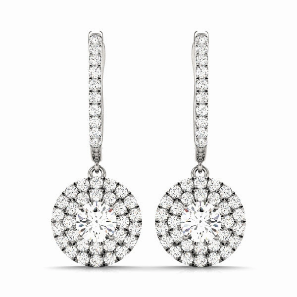 Round Diamond Halo Earring Set Polished Detail Summer Embellishment