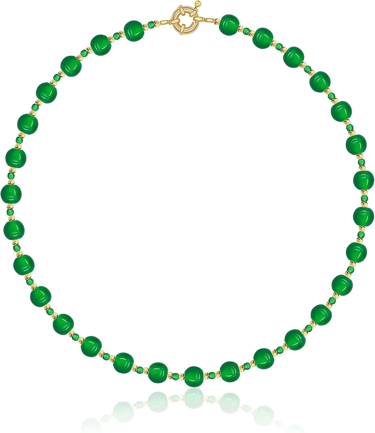 AILUOR Beaded Gemstone Necklace for Women, Colorful Boho Bead Choker Necklace Natural Stone Beach Necklace 14K GoldPlated Rainbow Beaded Choker Necklace Summer Handmade Jewelry