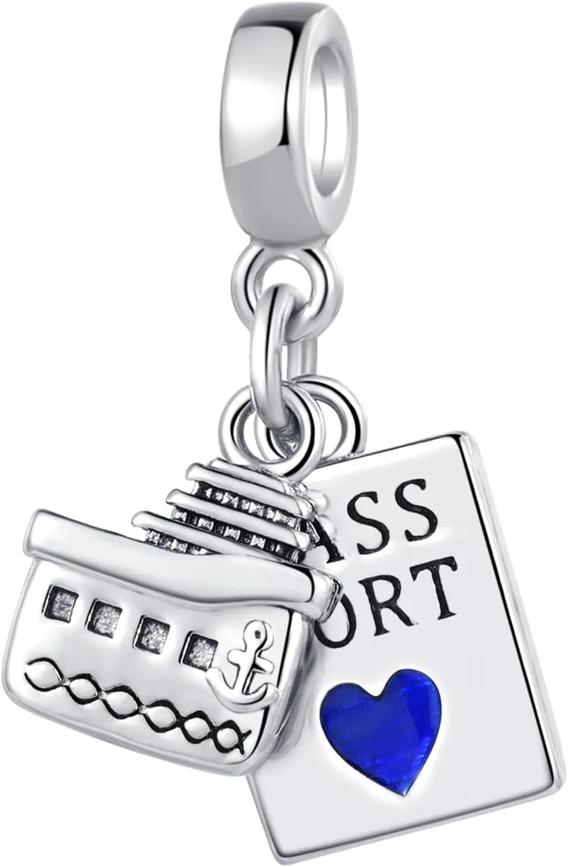 Airplane Ship Travel Passport Charm Compatible with Pandora Charms Bracelets Birthday Charm Gift Charm Bracelet Charms Jewelry Gifts