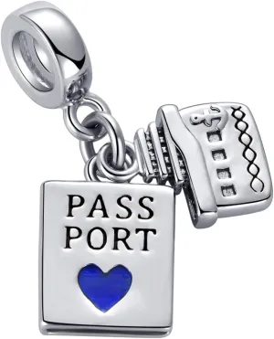 Airplane Ship Travel Passport Charm Compatible with Pandora Charms Bracelets Birthday Charm Gift Charm Bracelet Charms Jewelry Gifts