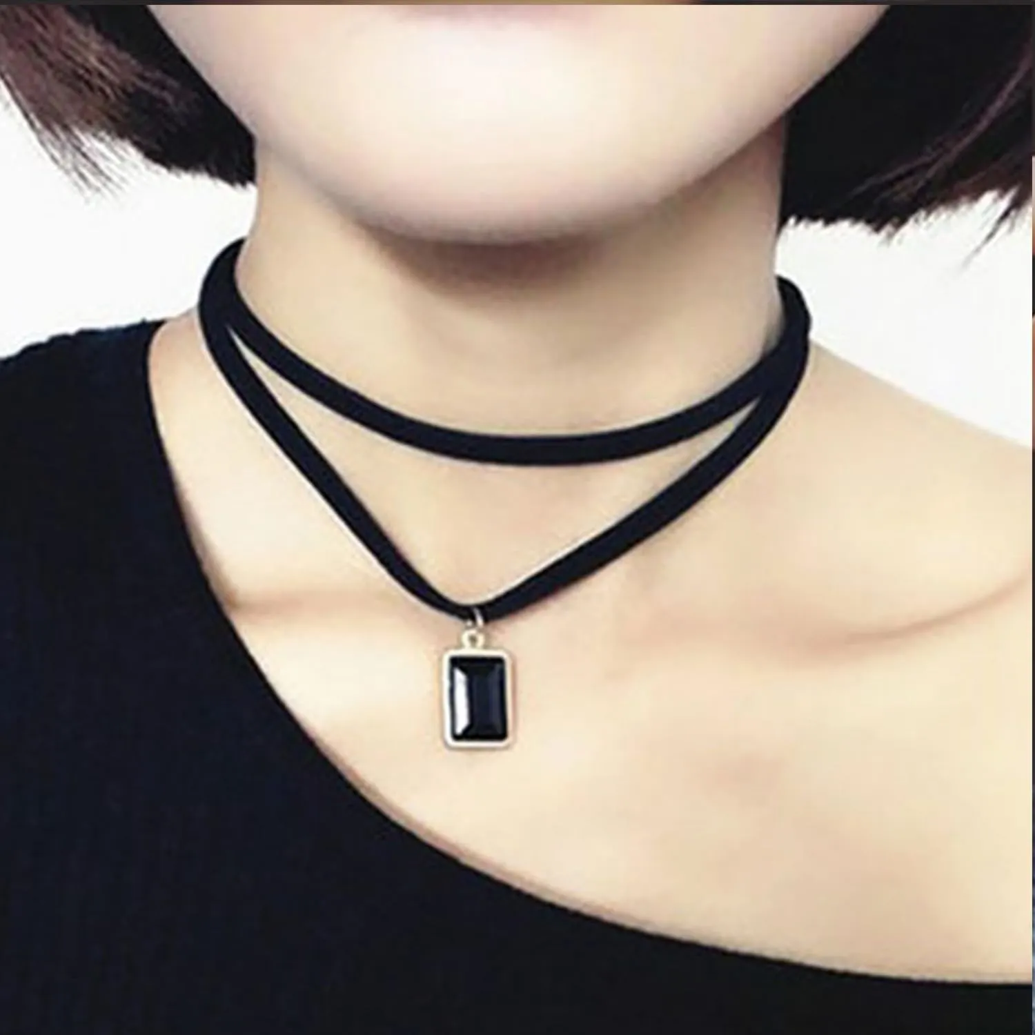 Aktully Black Choker Necklaces for Women Velvet Lace Choker Collar Necklace Goth Layered Choker Necklaces for Women Jewelry