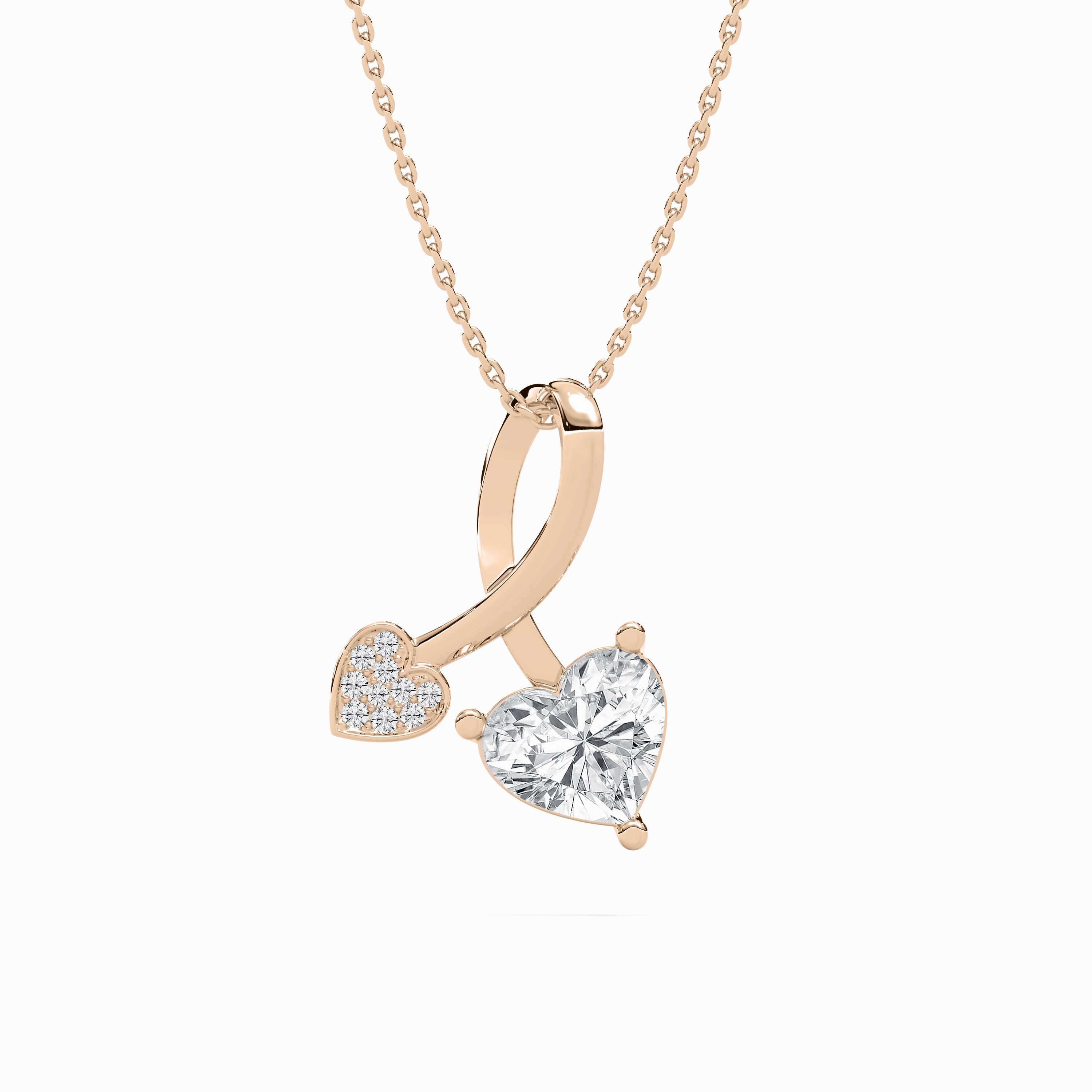 1 ? ctw Heart and Round Lab Grown Diamond Charmed Pendant - 18 Inches For Wife