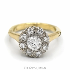 Balanced Motion 1cttw Diamond Cluster Ring with Arthritic Shank in 14k Yellow Gold