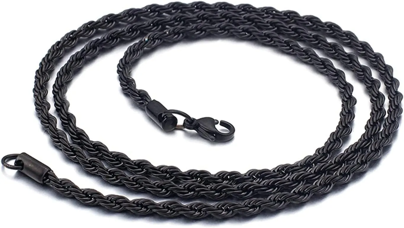 ANAZOZ Titanium Rope Chain Necklaces for Women, Stainless Steel Chain Link Necklaces for Women 45.5CM-76.5CM