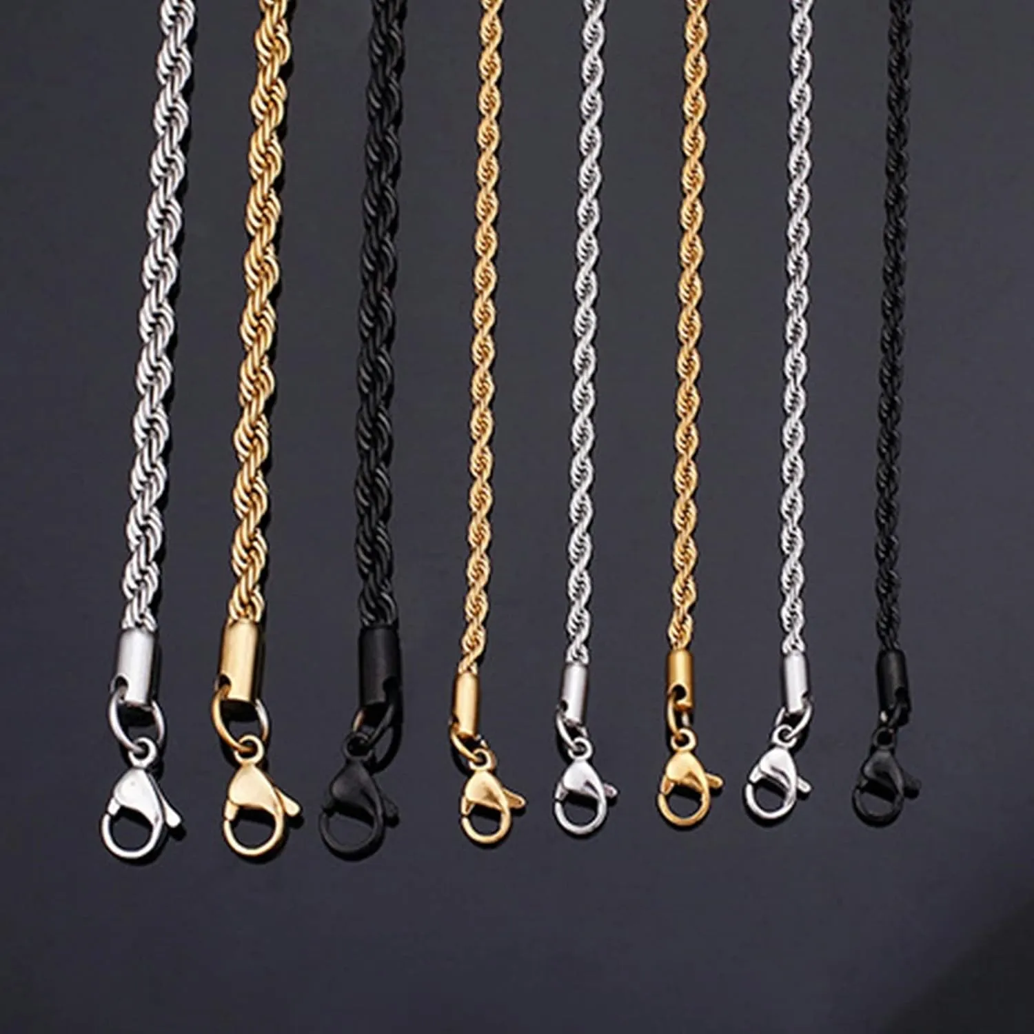 ANAZOZ Titanium Rope Chain Necklaces for Women, Stainless Steel Chain Link Necklaces for Women 45.5CM-76.5CM