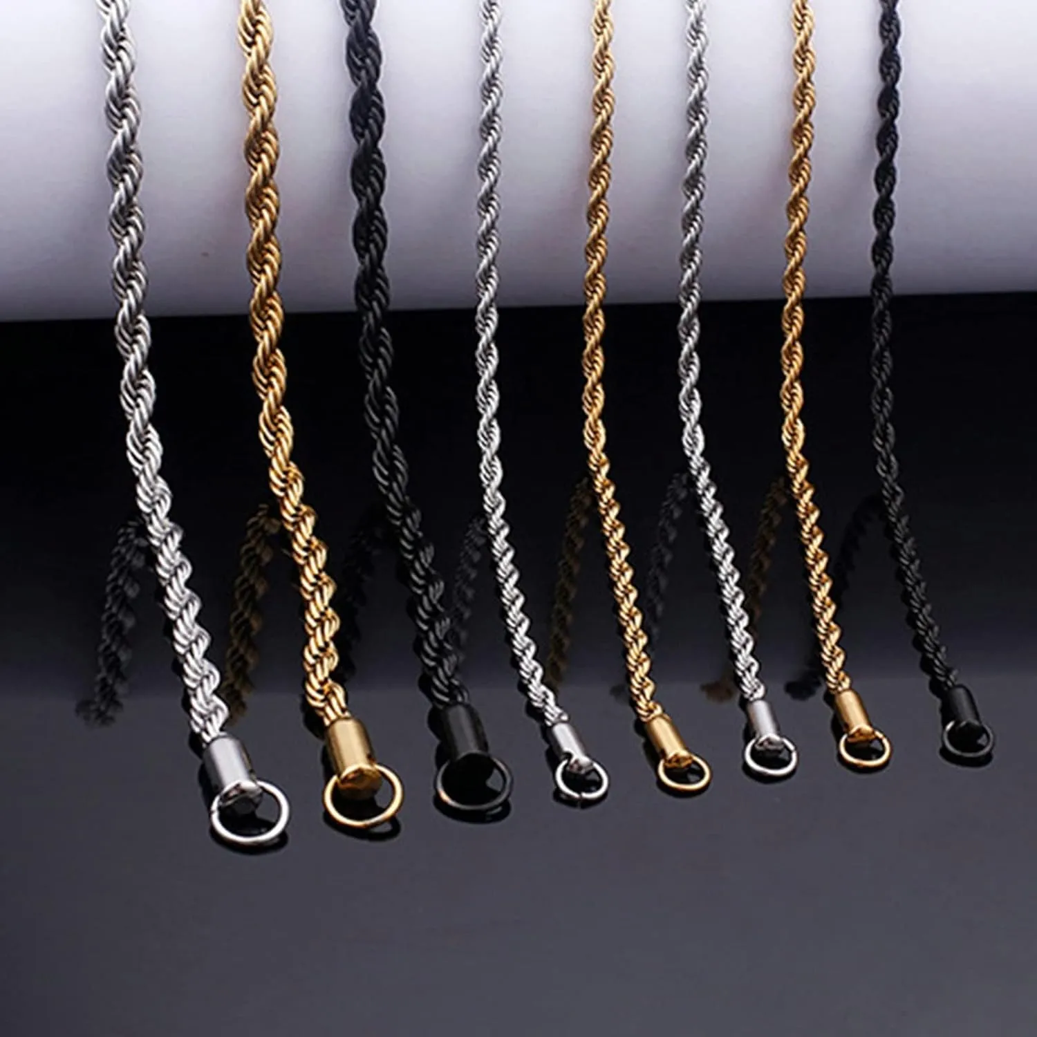 ANAZOZ Titanium Rope Chain Necklaces for Women, Stainless Steel Chain Link Necklaces for Women 45.5CM-76.5CM