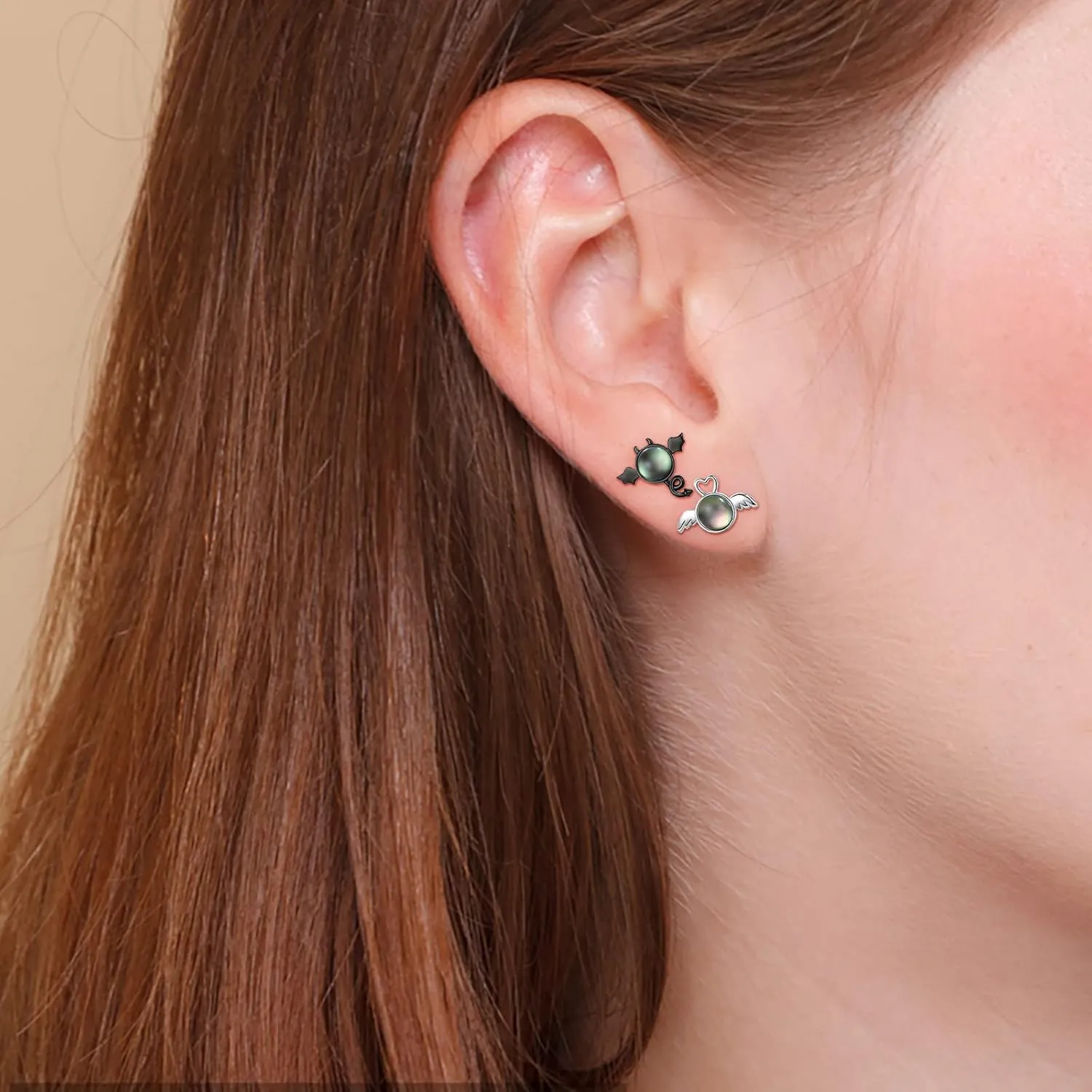 Angel Devil Stud Earrings Personalized Asymmetrical Statement Earrings Anniversary Birthday Jewelry Gift for