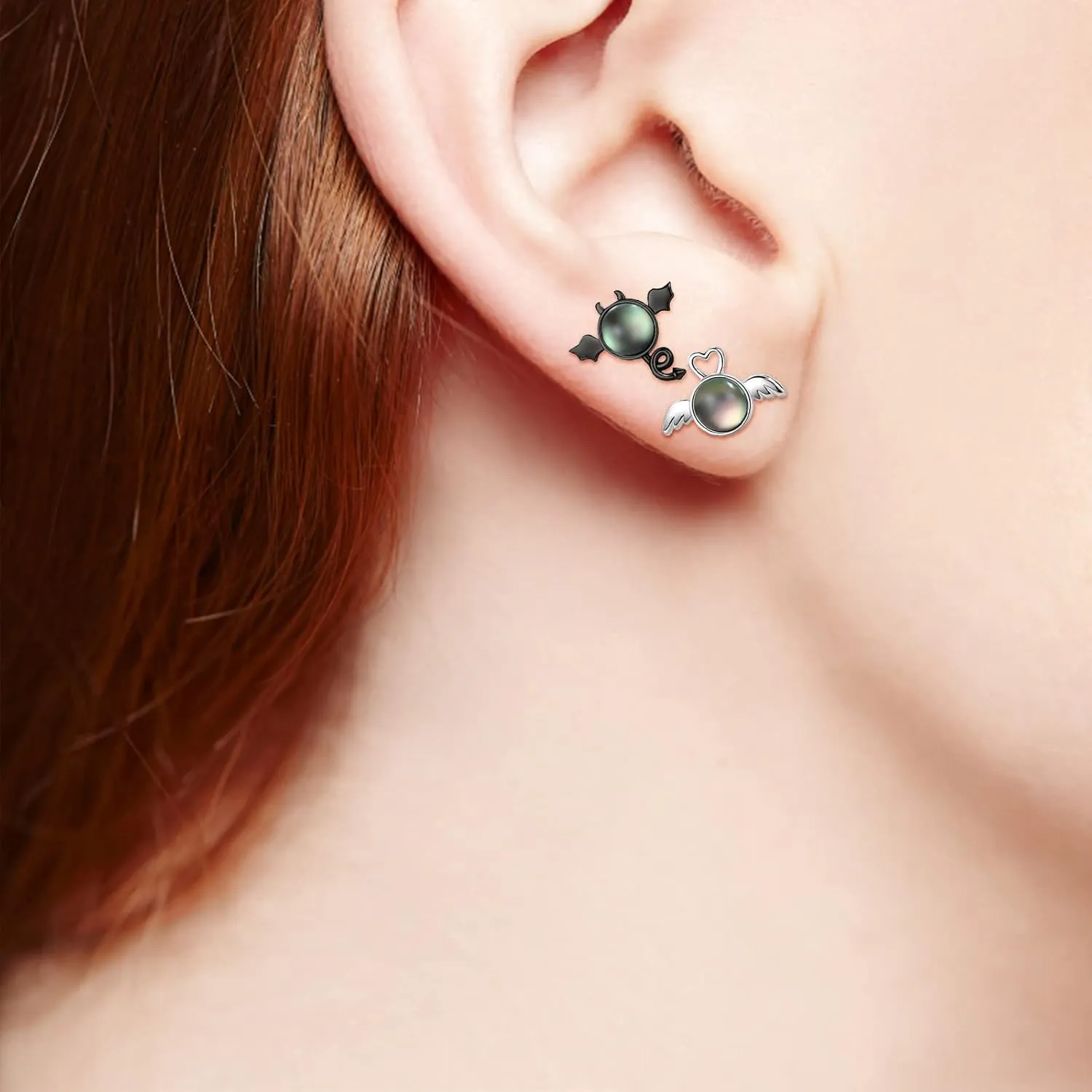 Angel Devil Stud Earrings Personalized Asymmetrical Statement Earrings Anniversary Birthday Jewelry Gift for