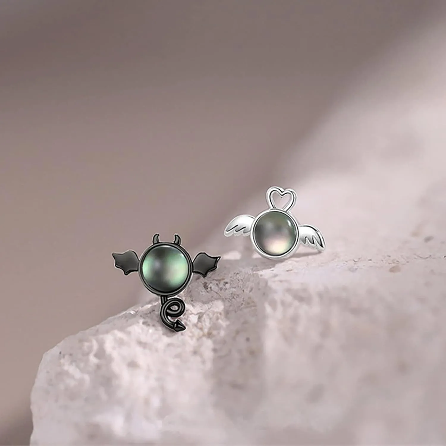 Angel Devil Stud Earrings Personalized Asymmetrical Statement Earrings Anniversary Birthday Jewelry Gift for