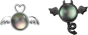 Angel Devil Stud Earrings Personalized Asymmetrical Statement Earrings Anniversary Birthday Jewelry Gift for