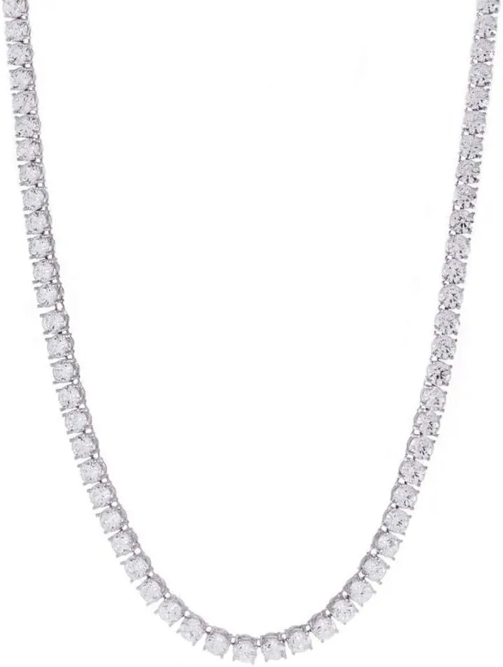 ANTI-TARNISH Unisex 5mm Thick Real Solid 925 Sterling Silver Cubic Zirconia Tennis Chain CZ One Row Choker Necklace 18-30" Bracelet 7-9''
