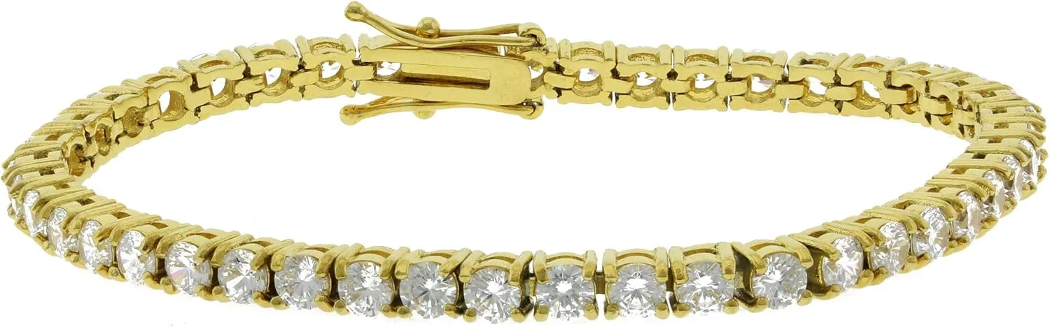 ANTI-TARNISH Unisex Hip Hop 4mm 1 Row Iced Out Tennis Chain Stainless Steel 5A  Cubic Zirconia Diamond Tennis Necklace or Bracelet