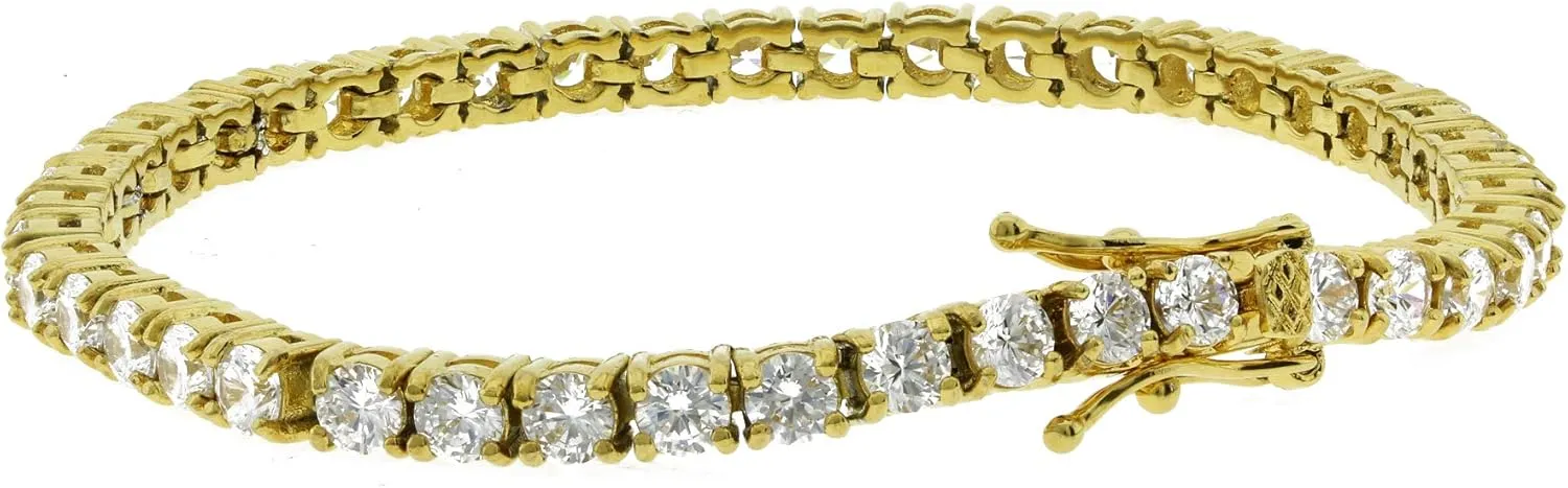 ANTI-TARNISH Unisex Hip Hop 4mm 1 Row Iced Out Tennis Chain Stainless Steel 5A  Cubic Zirconia Diamond Tennis Necklace or Bracelet