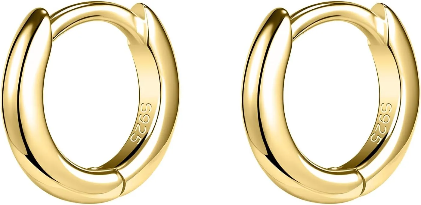AOEDEJ Gold Hoop Earrings Small Hoops for Second Hole Huggie Cute Cartilage Studs Hypoallergenic Lightweight Huggies Hoops Earring for Women