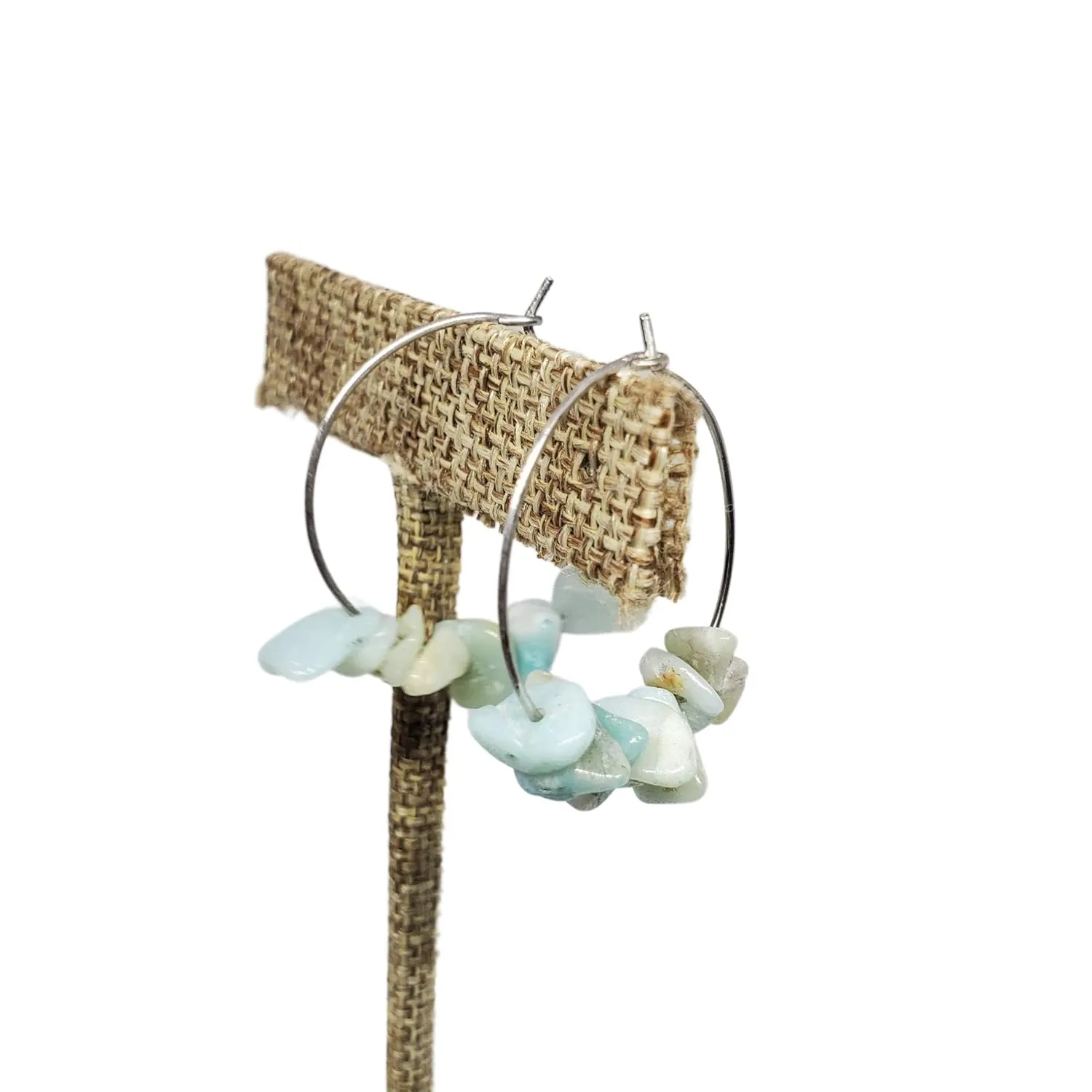 Aqua Amazonite Gemstone Earrings (Drop)