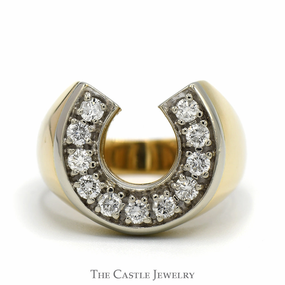 1/2cttw Round Diamond Horseshoe Ring in 14k Yellow Gold Artistic Item Photo Prop