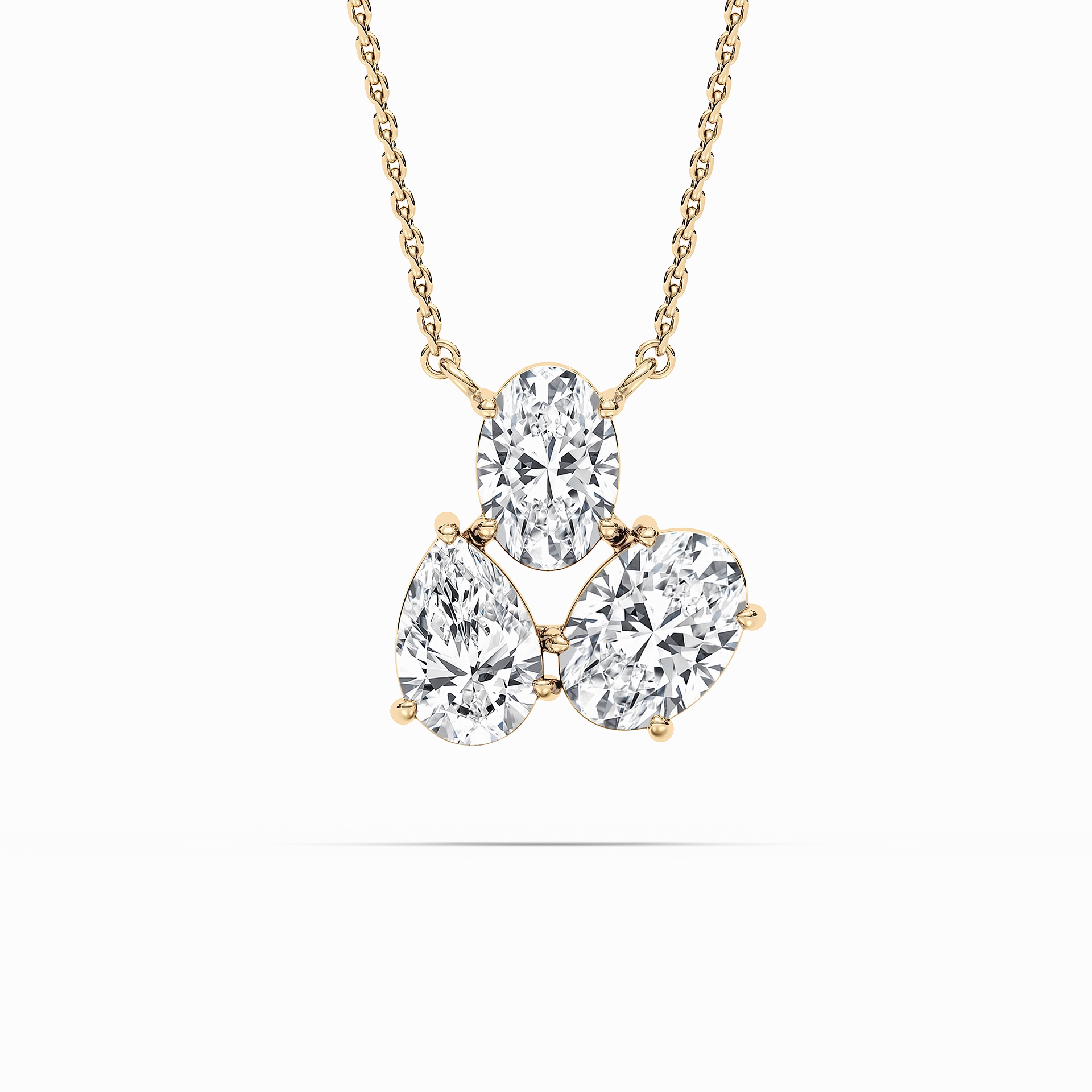 Custom Piece 3 ? ctw Oval and Pear  Lab Grown Diamond Triumphant Three Stone Pendant  - 18 Inches