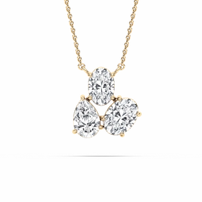 Custom Piece 3 ? ctw Oval and Pear  Lab Grown Diamond Triumphant Three Stone Pendant  - 18 Inches