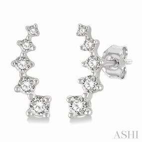 Signature Accent Festive Accent 1/10 Ctw Round Cut Diamond Petite Fashion Climbers in 14K White Gold