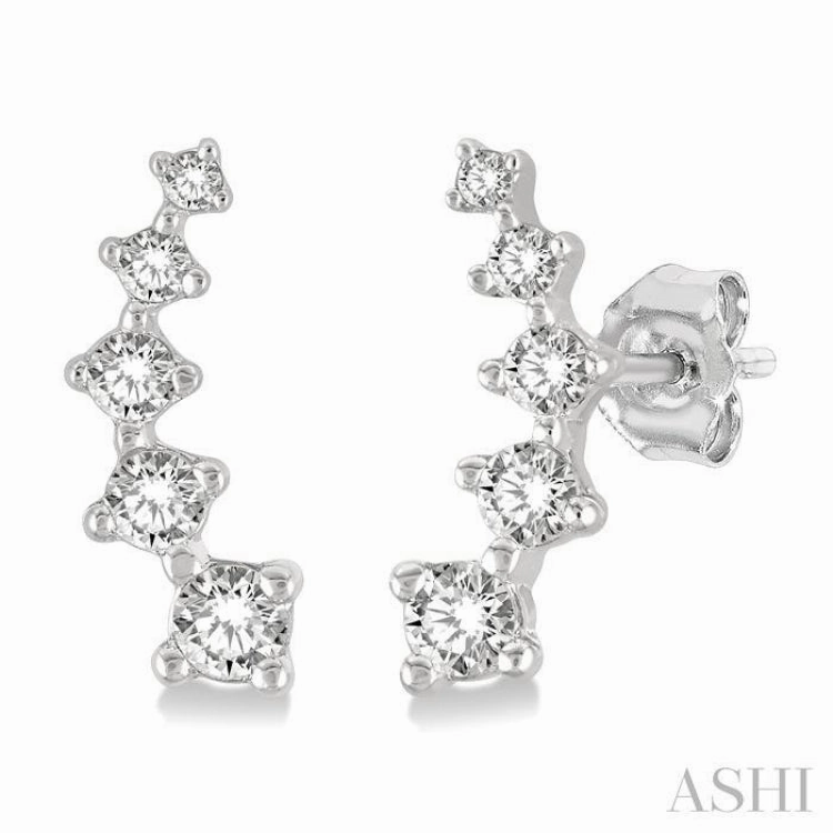 Signature Accent Festive Accent 1/10 Ctw Round Cut Diamond Petite Fashion Climbers in 14K White Gold