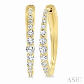 Minimal Chic 1/2 Ctw Round Cut Diamond Graduated Riviera Hoop Earrings in 14K Yellow Gold