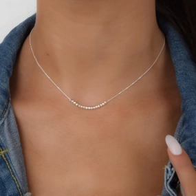 Night Out Piece Weekend Accent Sterling Silver Disco Beads Bar Necklace