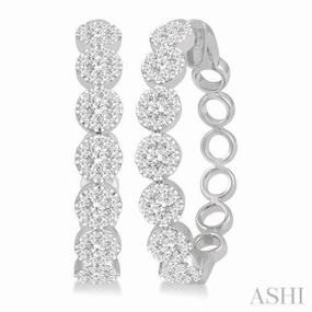 Romantic Accessory Exclusive Accessories 2 ctw Lovebright Round Cut Diamond Hoop Earrings in 14K White Gold
