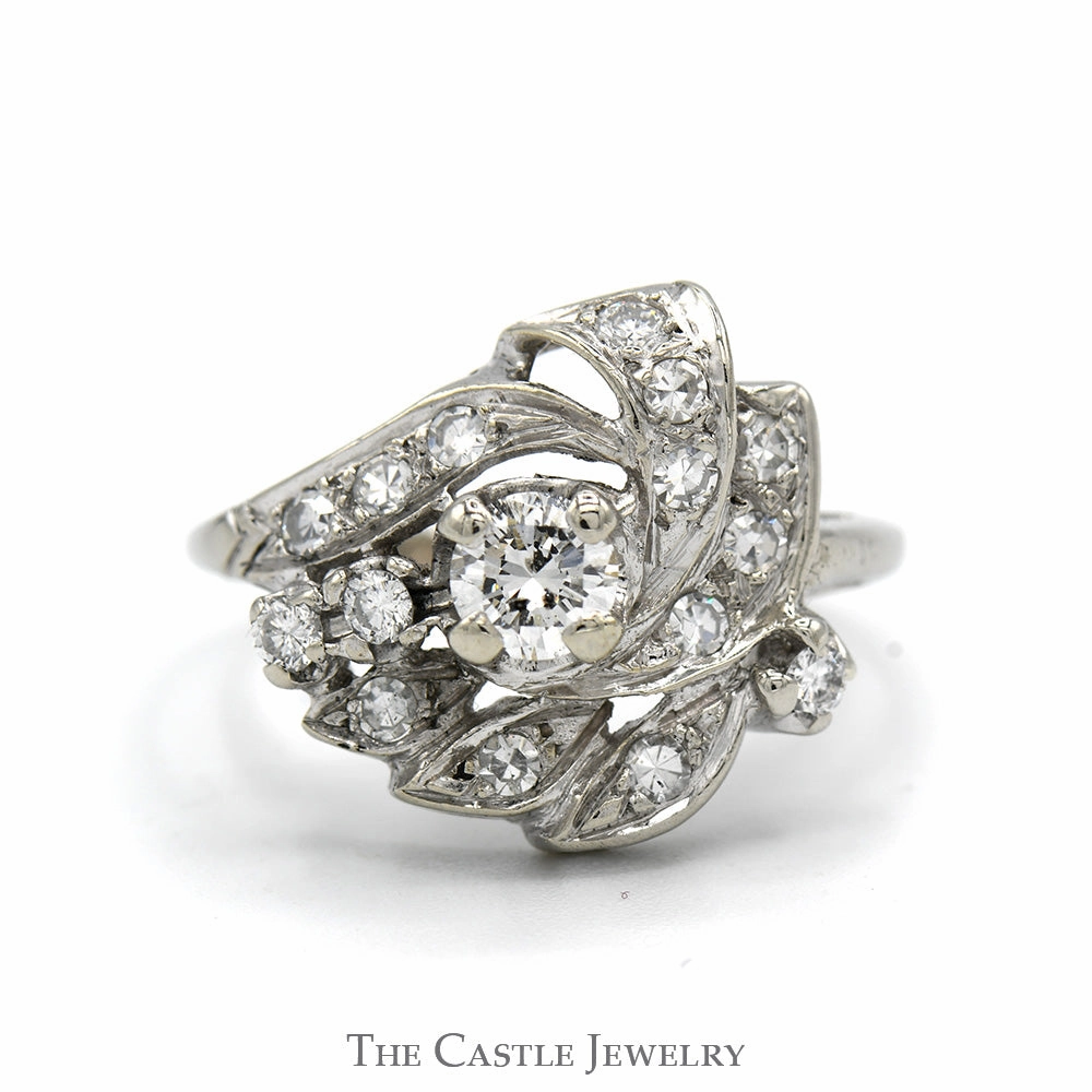 Layering Essential 1/2cttw Freeform Diamond Cluster Ring in 14k White Gold