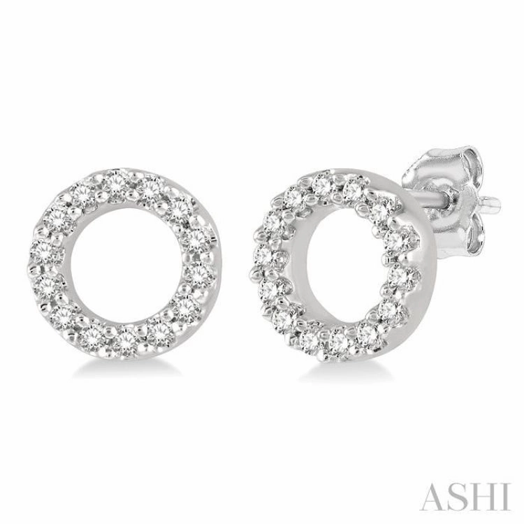 1/10 Ctw Circular Round Cut Diamond Petite Fashion Earring in 10K White Gold Wedding Ready Spark Moment