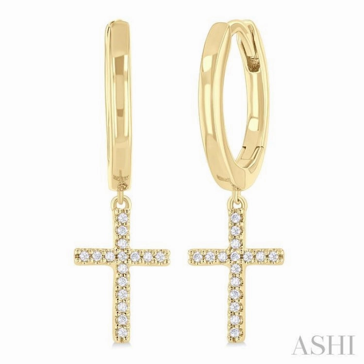 1/10 Ctw Petite Cross Round Cut Diamond Fashion Huggies in 10K Yellow Gold Charming Radiance Evening Set