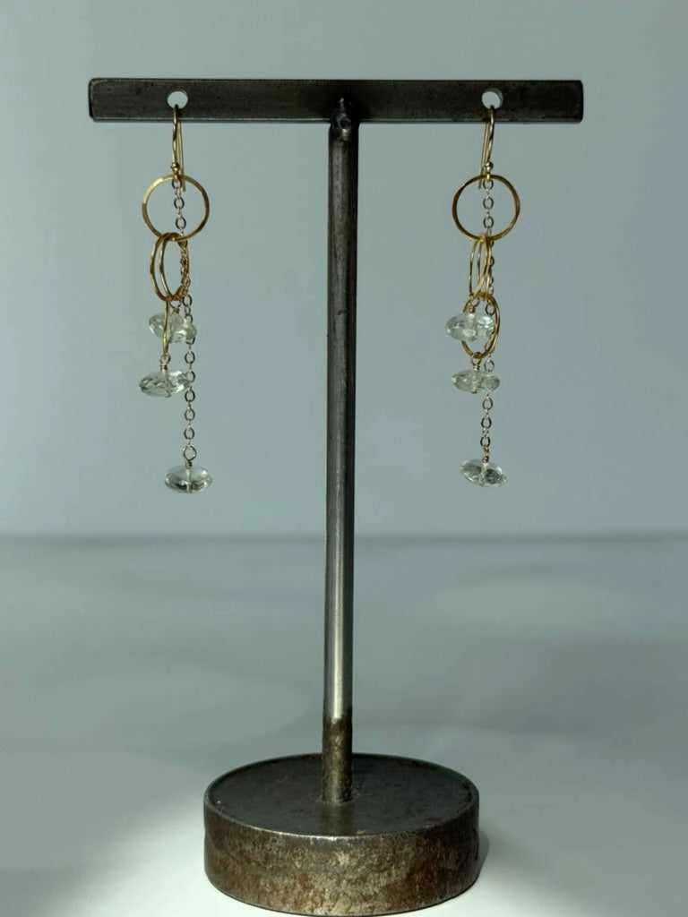 Triple Circle Stone Earrings Elegant Choice Pearlescent Trinket