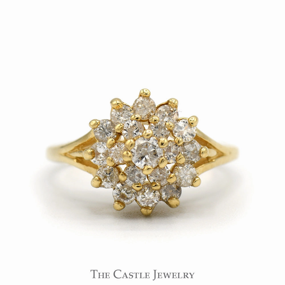 Series Item 1/2cttw Diamond Snowflake Cluster Ring in 14k Yellow Gold