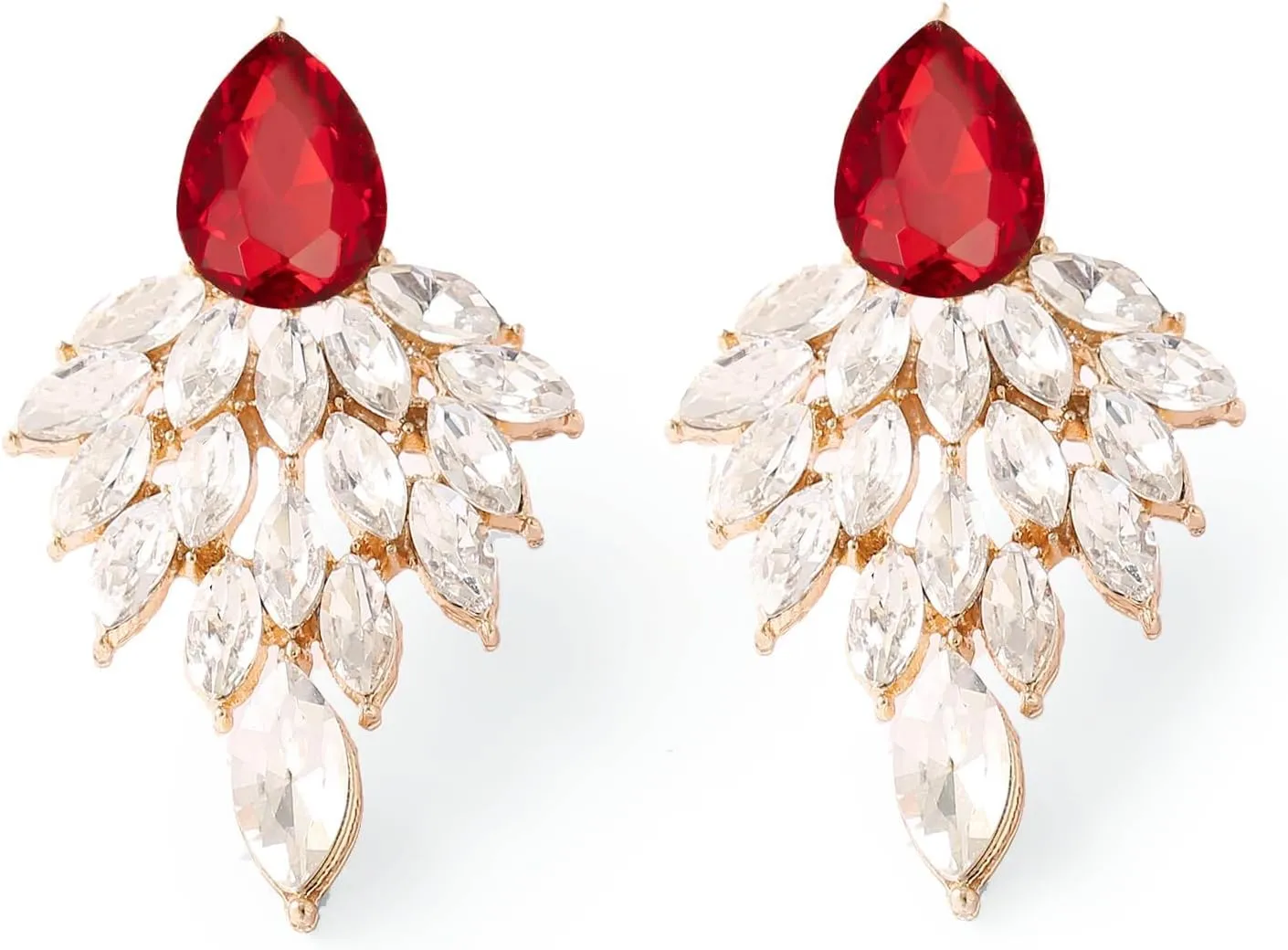 ATIMIGO Rhinestone Cluster Drop Earrings Elegant Crystal Statement Earrings Bridal Wedding Prom Earrings for Women