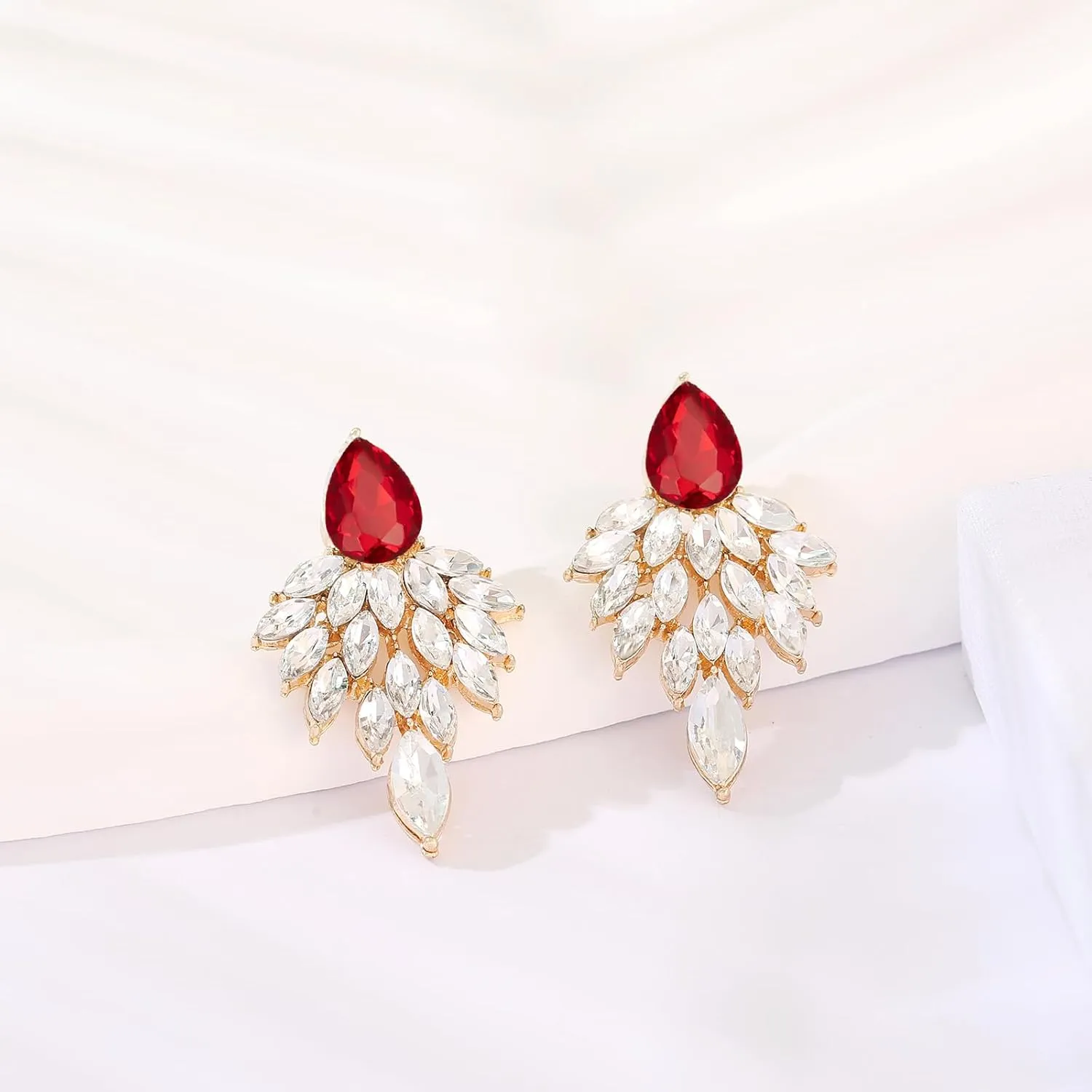 ATIMIGO Rhinestone Cluster Drop Earrings Elegant Crystal Statement Earrings Bridal Wedding Prom Earrings for Women