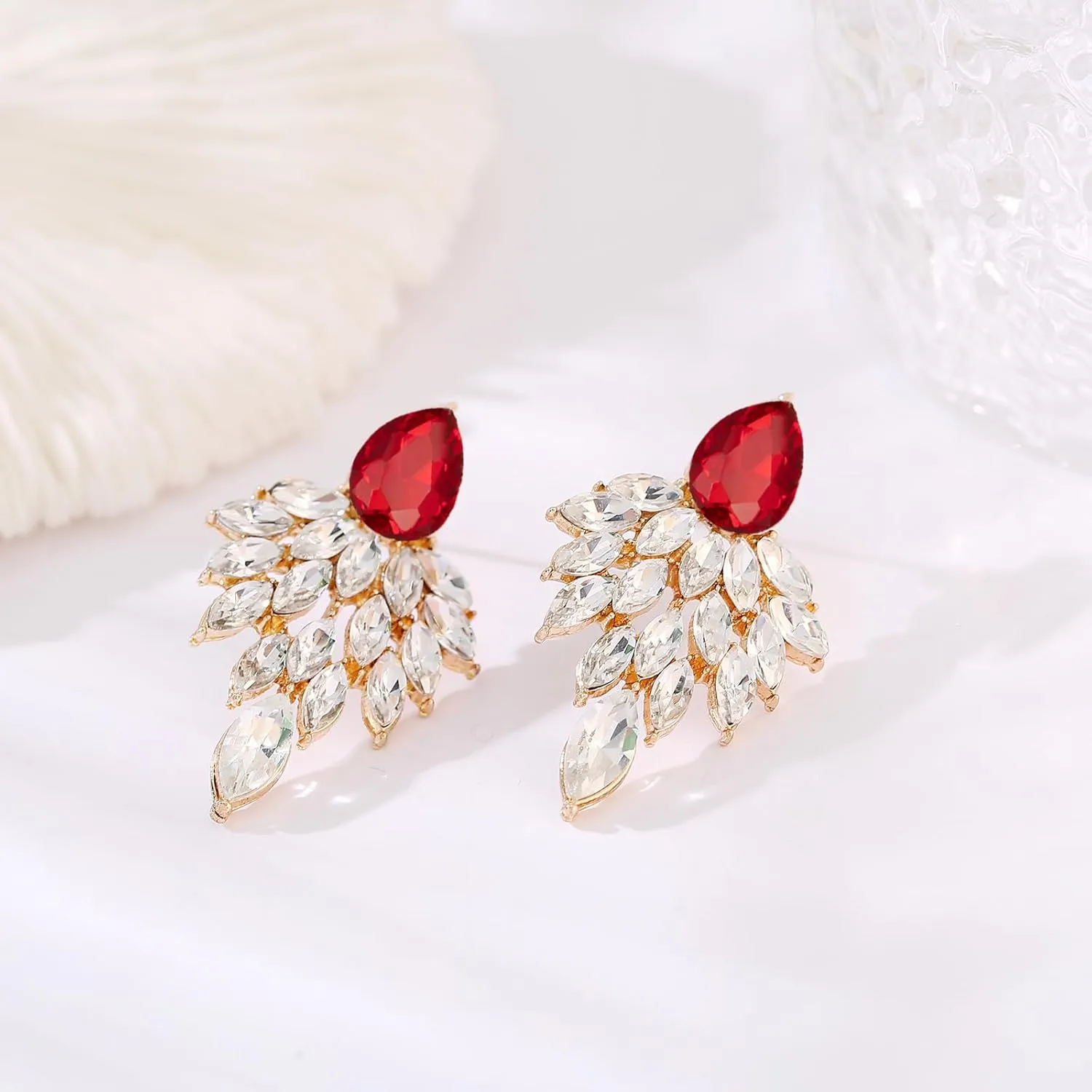 ATIMIGO Rhinestone Cluster Drop Earrings Elegant Crystal Statement Earrings Bridal Wedding Prom Earrings for Women