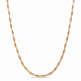 Aubrey Lee 18" Sterling Silver Twisted Bead Chain with Tri Color Plating Contemporary Design
