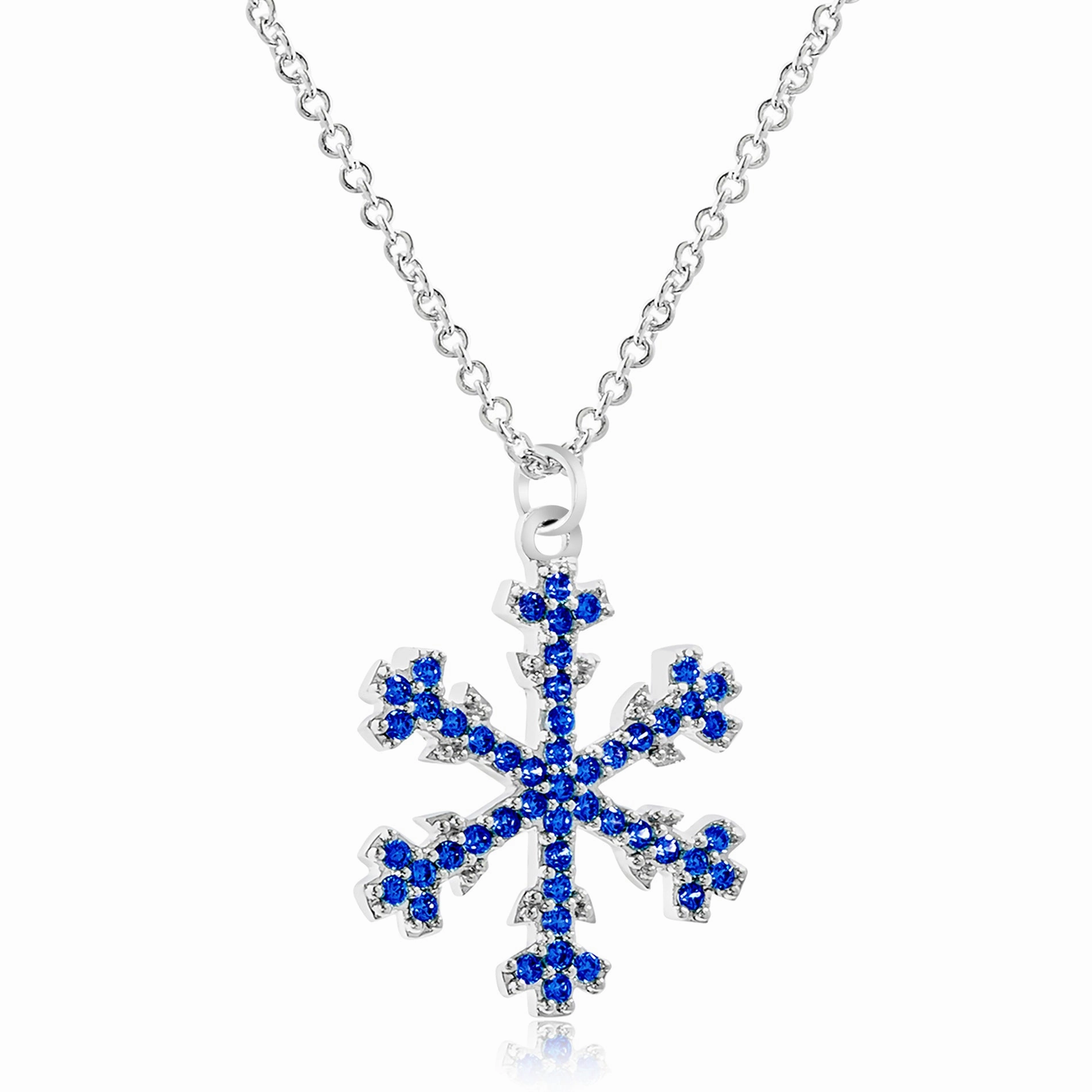 Amazing Accessory Aubrey Lee Cubic Zirconia Snowflake Pendant Necklace in Rhodium Plated Brass