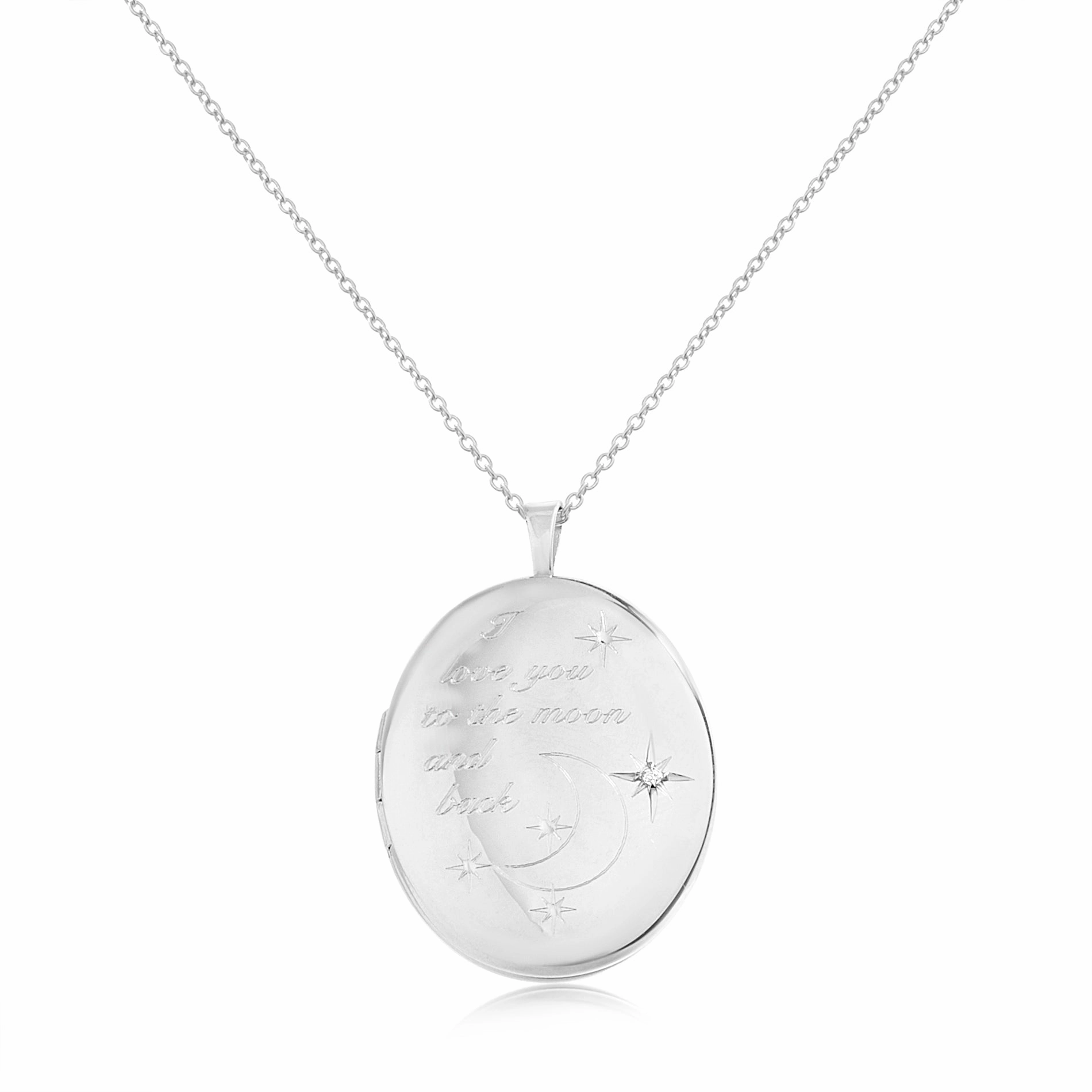 Classic Look Aubrey Lee Locket Pendant Necklace in Rhodium Plated Brass
