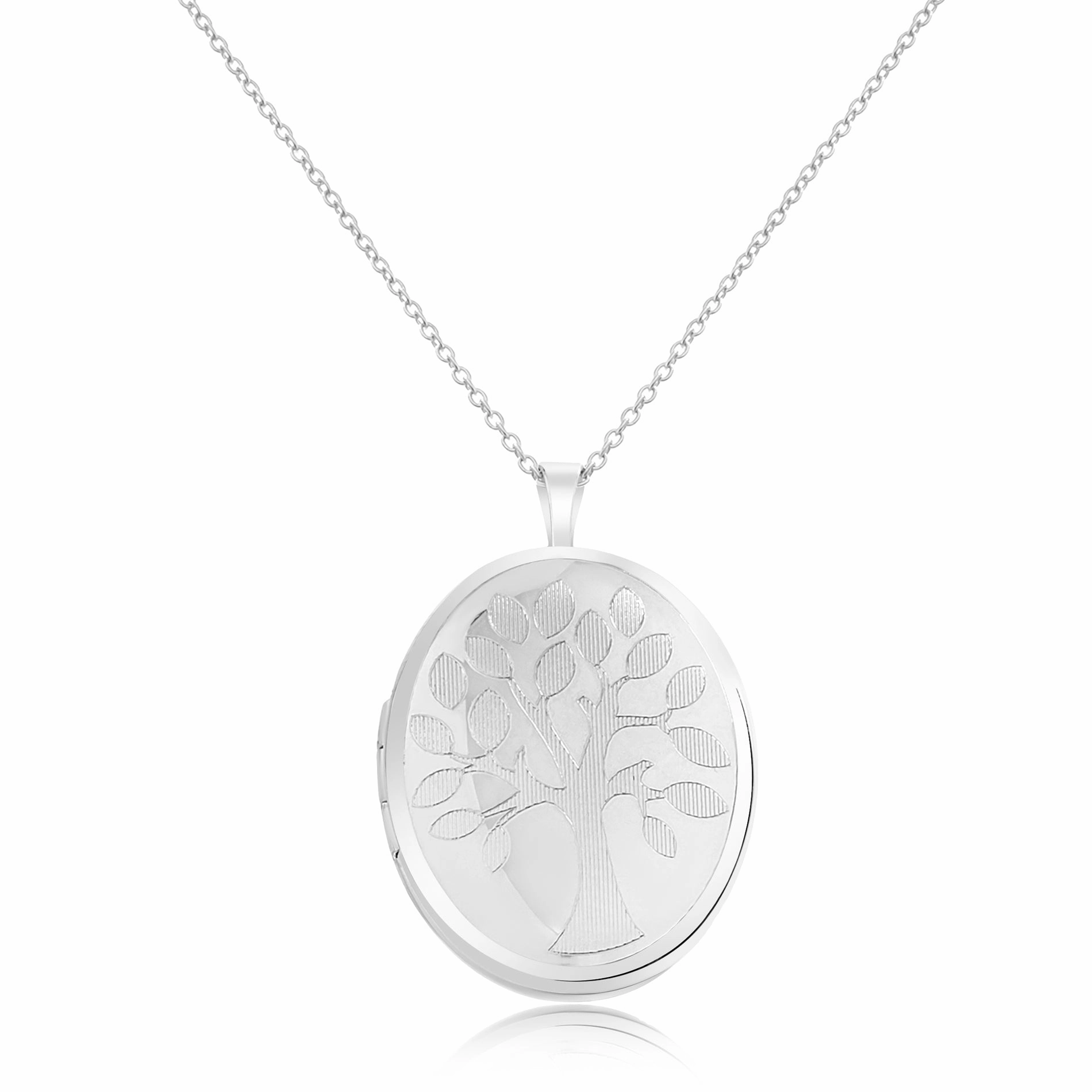 Glam Attire Aubrey Lee Locket Pendant Necklace in Rhodium Plated Brass
