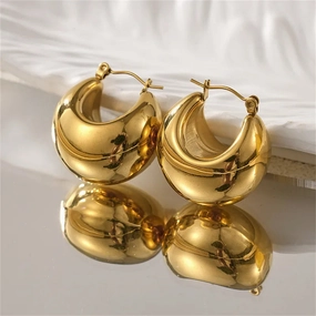 Auriel ?C Bold Sculpted Gold Hoop Earrings Unique Must-Have Simple Feature