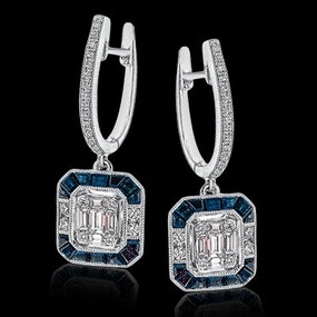 Attractive Essential ZE639 Color Earring in 14k Gold with Diamonds