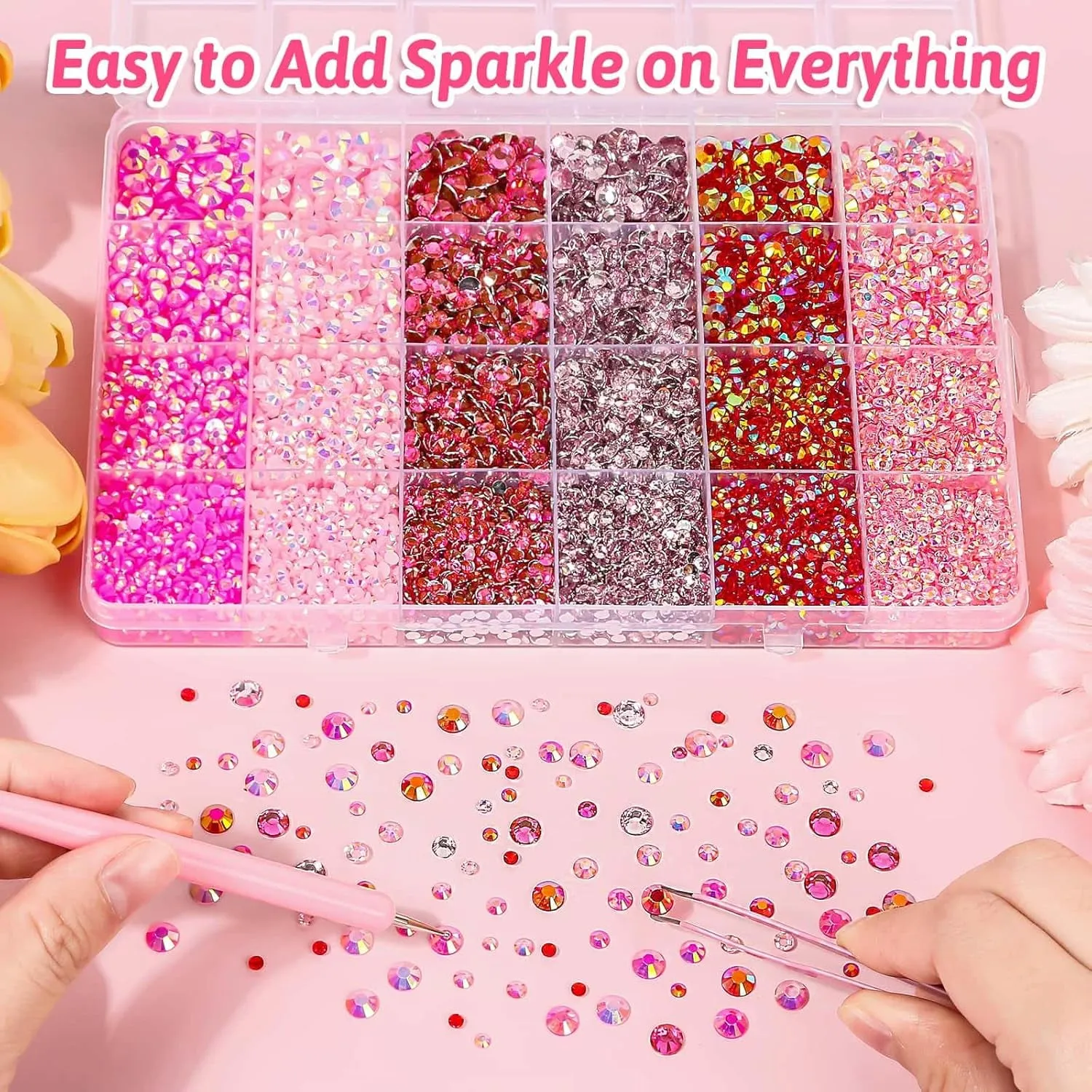 B7000 Glue with 18000Pcs Rhinestones for Crafting, Flat Back Rhinestone Kit Non Hotfix Resin Gems with Clear Jewelry Glue for Clothes Shoes Tumbler Nail Art Makeup Jewelry Making