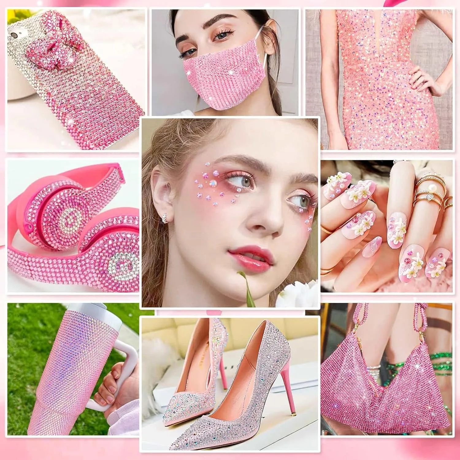 B7000 Glue with 18000Pcs Rhinestones for Crafting, Flat Back Rhinestone Kit Non Hotfix Resin Gems with Clear Jewelry Glue for Clothes Shoes Tumbler Nail Art Makeup Jewelry Making