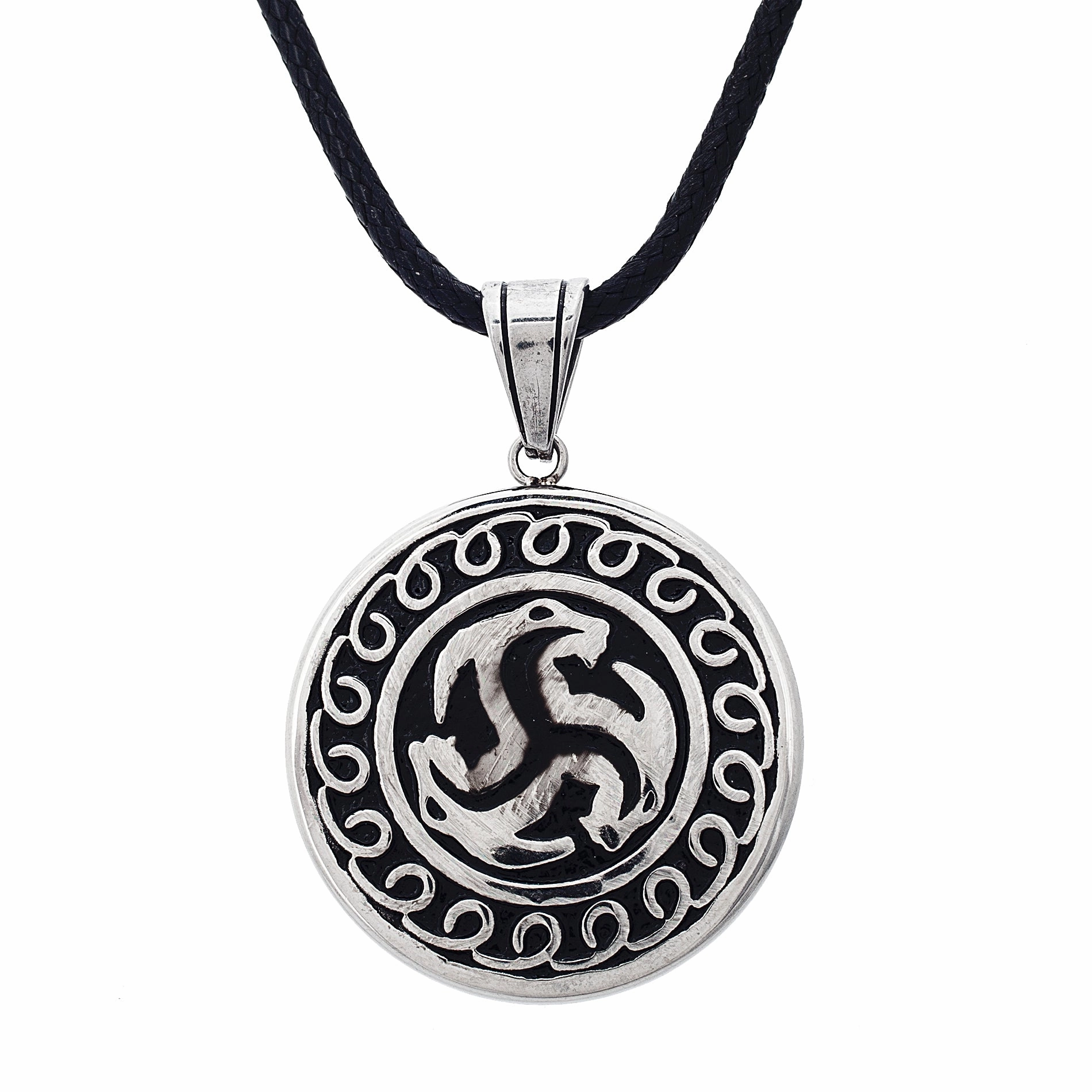 Exclusive Present Daily Accent Steel Evolution Oxidized Stainless Steel Pendant Necklace on 22" Black Cord