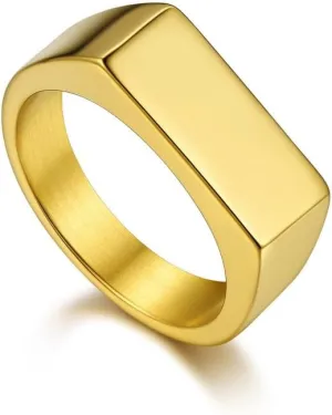 Bandmax Mens Signet Rings Stainless Steel/14K Gold Plated/Black Minimalist Simple Band Ring for Men Women Customizable Size 07-14