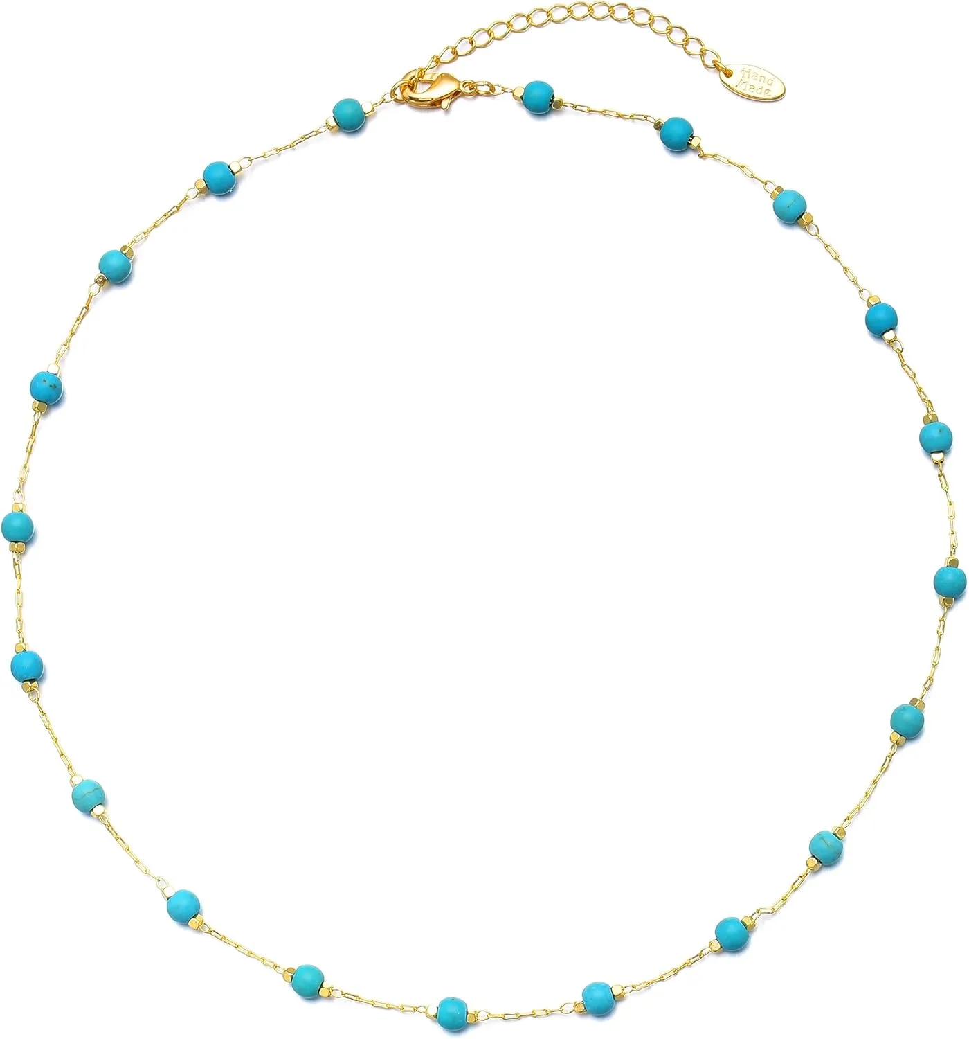 Beaded Choker Necklaces, Handmade Healing Crystal Stone Choker Colorful Bohemian Gemstone Necklaces Gold Summer Beach Choker Necklaces for Women
