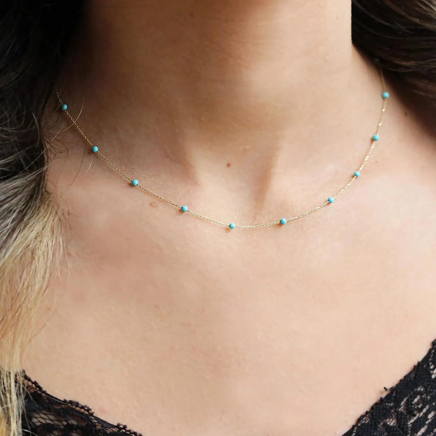 Beaded Choker Necklaces, Handmade Healing Crystal Stone Choker Colorful Bohemian Gemstone Necklaces Gold Summer Beach Choker Necklaces for Women