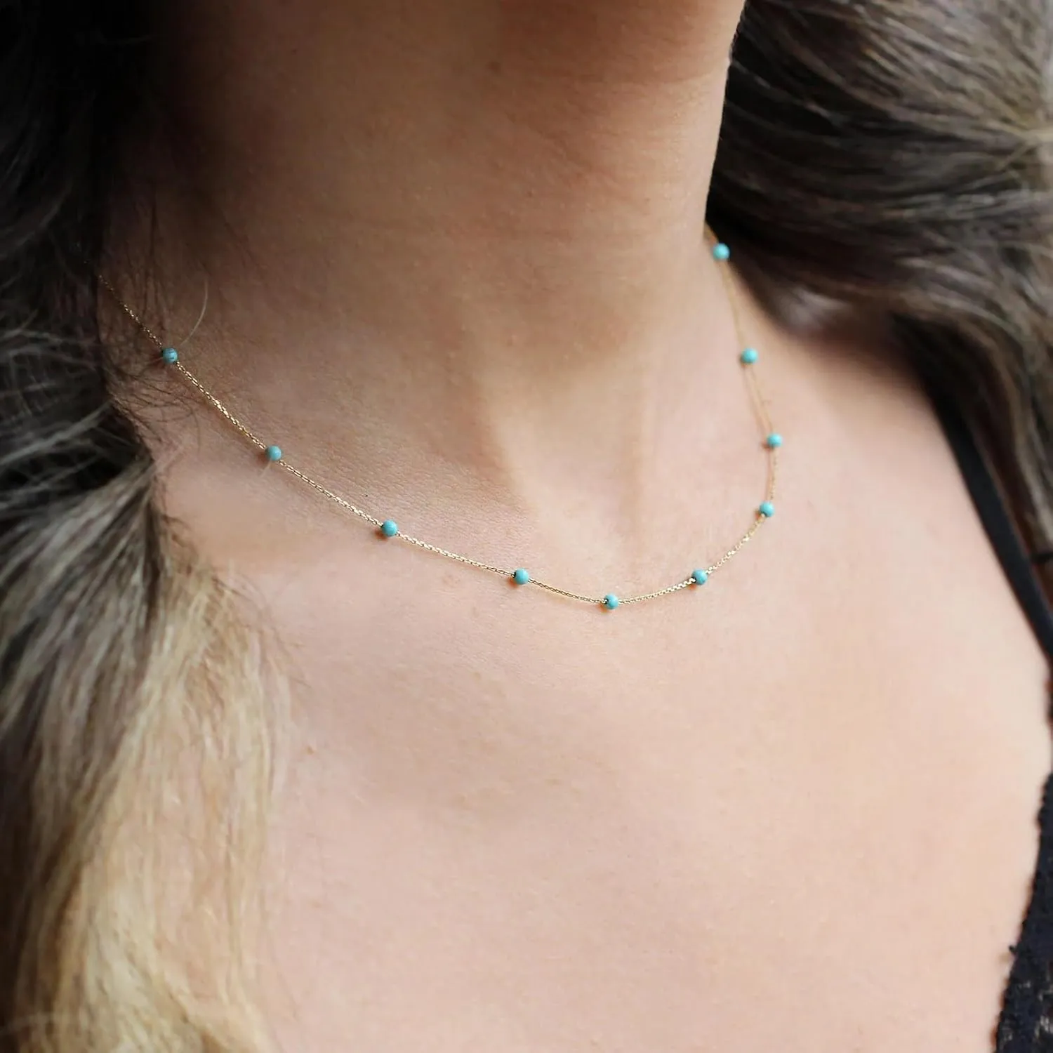 Beaded Choker Necklaces, Handmade Healing Crystal Stone Choker Colorful Bohemian Gemstone Necklaces Gold Summer Beach Choker Necklaces for Women