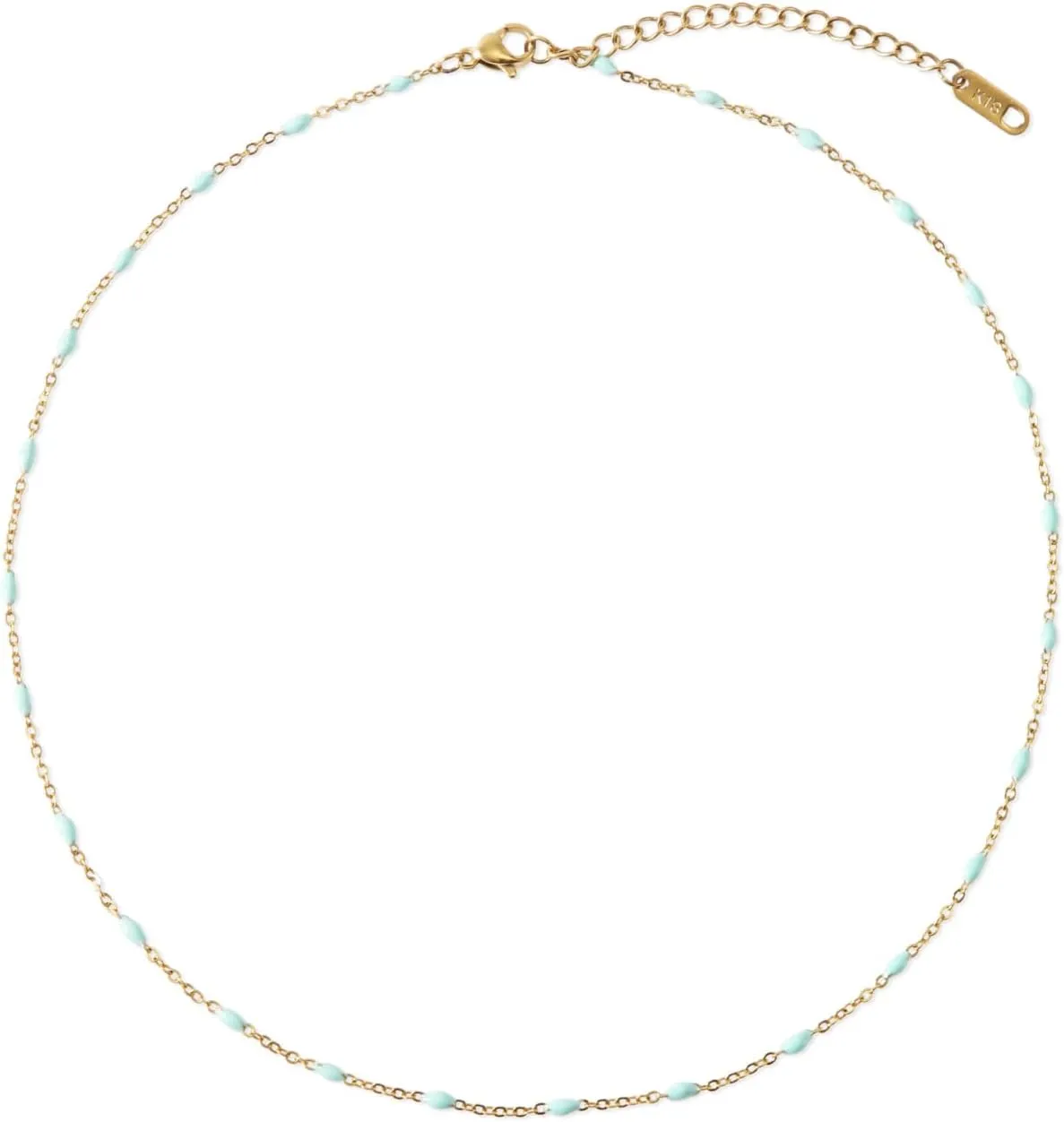 Beaded Necklace for Women, Gold Chain Necklace Dainty Azure Bead Necklace Bohemian Summer Necklaces Jewelry Gifts for Women