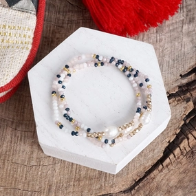 Balanced Design Beaded Bracelets Sets with glass and metal beads and freshwater pearls